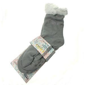 Princess Sherpa Fur Lined Thick Thermal Socks Light Gray Anti Slip Womens 9-11